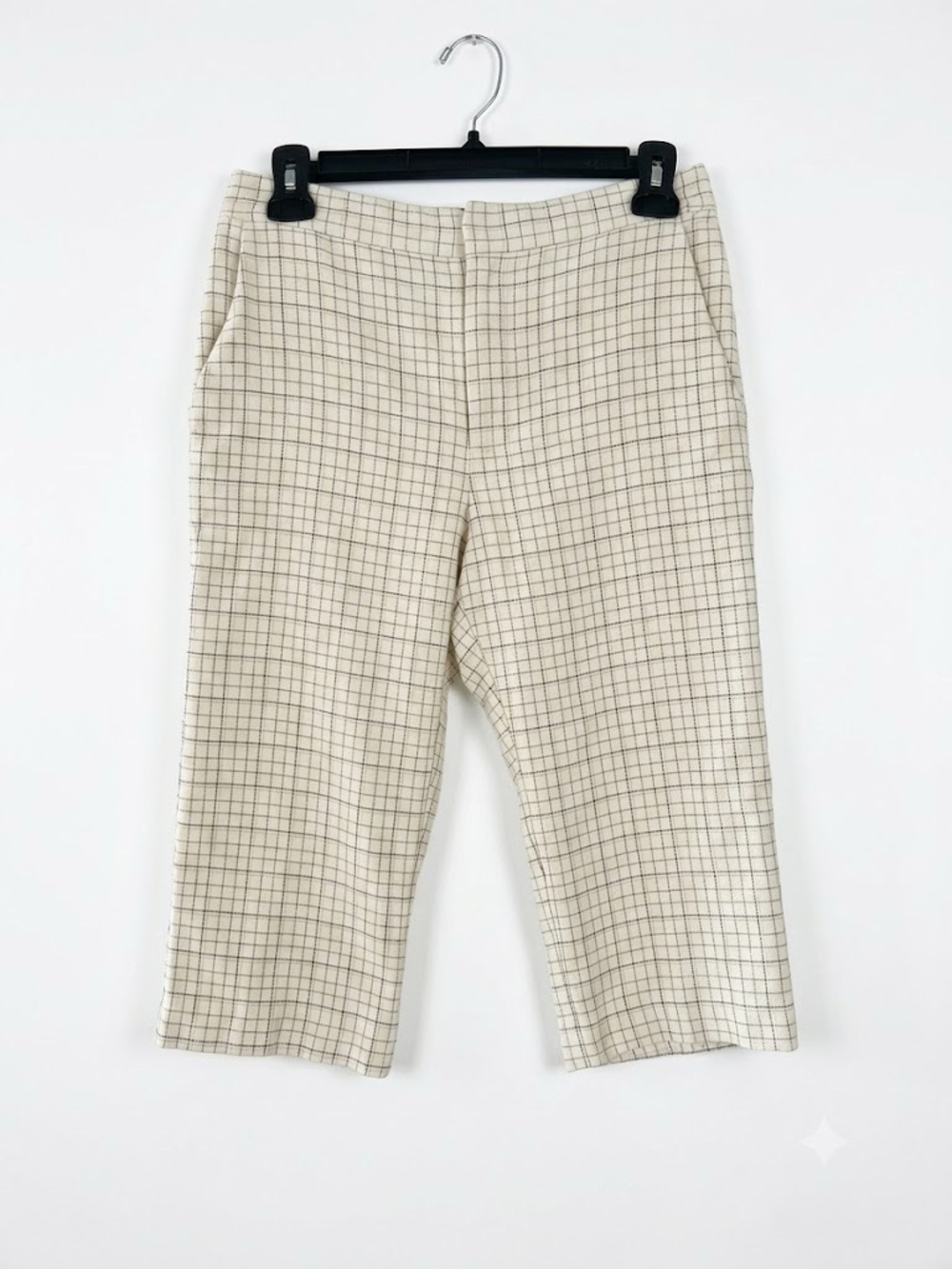 Joie Ivory Plaid Capri Pants 100% cotton size 4
